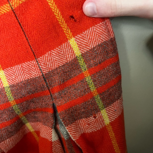 Vintage 1960s Wool Orange + Brown Plaid Cheerleader Skirt - Size Small-Medium - Picture 4 of 5